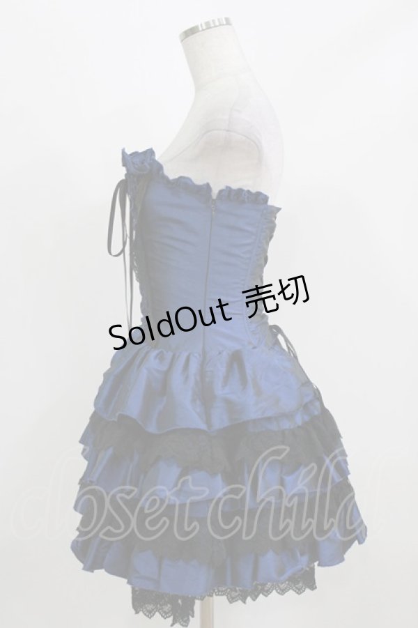 画像2: ATELIER PIERROT / ミニコルセットワンピース  ブルー×ブラック H-26-03-03-010-EL-OP-KB-ZH (2)