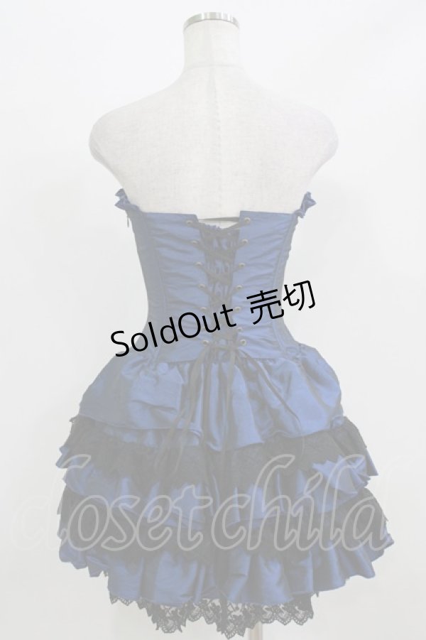 画像3: ATELIER PIERROT / ミニコルセットワンピース  ブルー×ブラック H-26-03-03-010-EL-OP-KB-ZH (3)