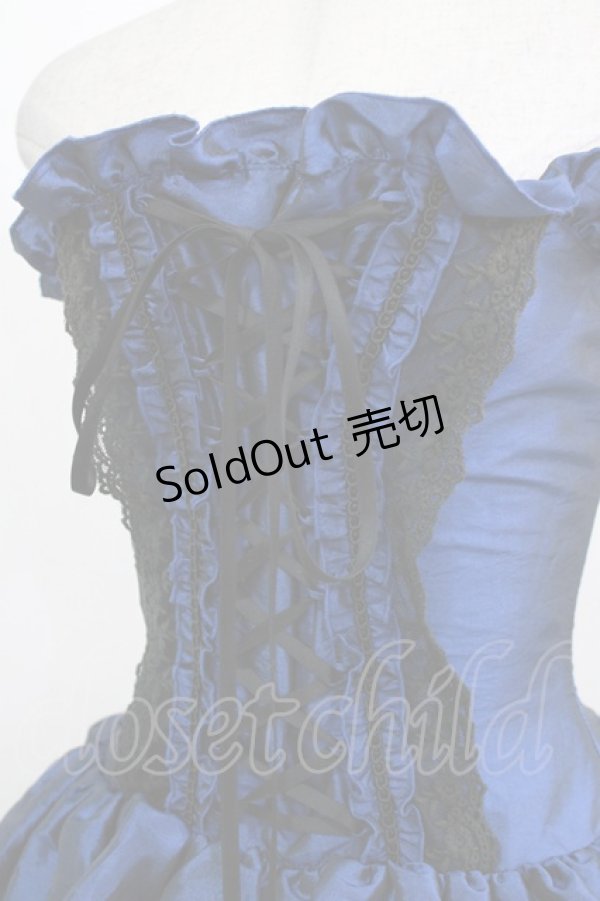 画像4: ATELIER PIERROT / ミニコルセットワンピース  ブルー×ブラック H-26-03-03-010-EL-OP-KB-ZH (4)