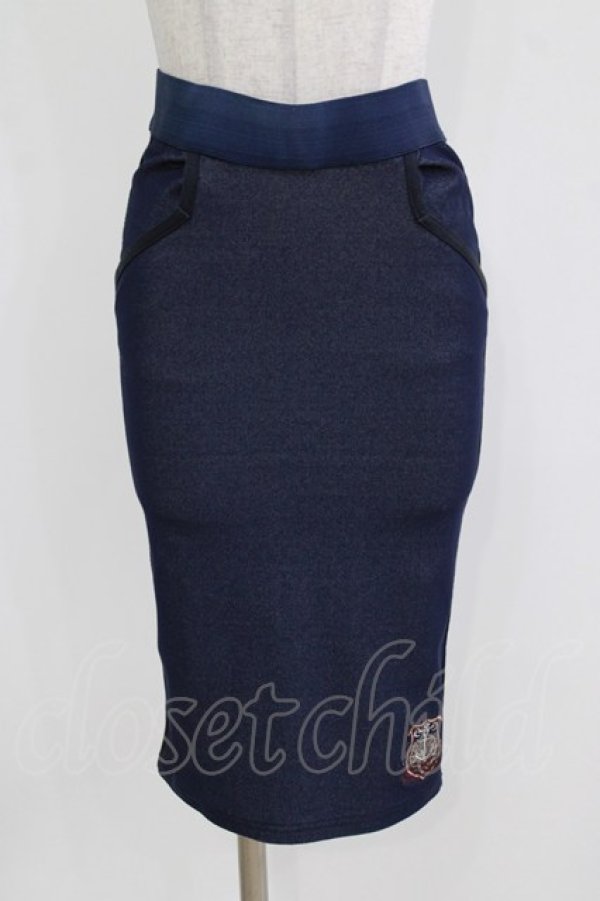 画像1: Rozen Kavalier / エンブレム刺繍タイトスカート  青 H-26-03-03-011-OO-SK-KB-ZH (1)