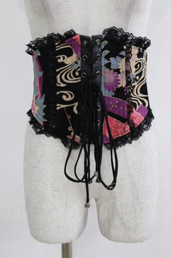 画像1: Qutie Frash / リボン帯コルセット  黒 H-26-03-03-025-QU-ZA-KB-ZH (1)