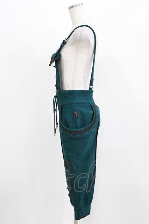 画像2: Ozz oneste / 鳳凰刺繍サロペット  グリーン H-26-03-04-1003-OO-PA-KB-ZH (2)