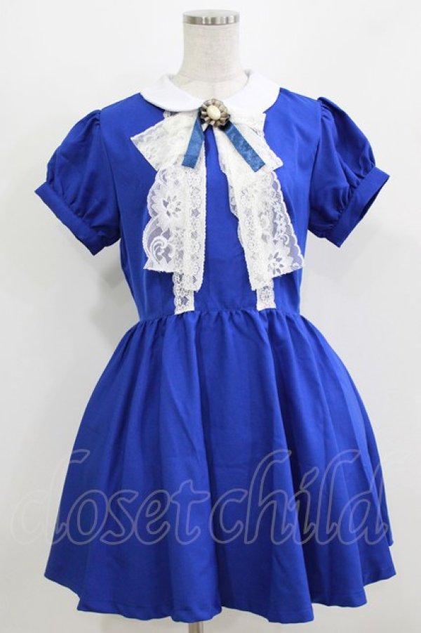 画像1: MARBLE / 丸襟パフスリーブワンピース M ブルー H-26-03-04-1028-GO-OP-KB-ZH (1)