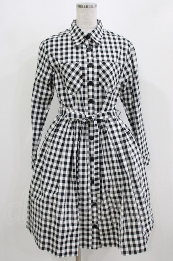 画像1: MILK / ギンガムロングワンピース  ブラック H-26-03-04-1033-ML-OP-KB-ZH (1)