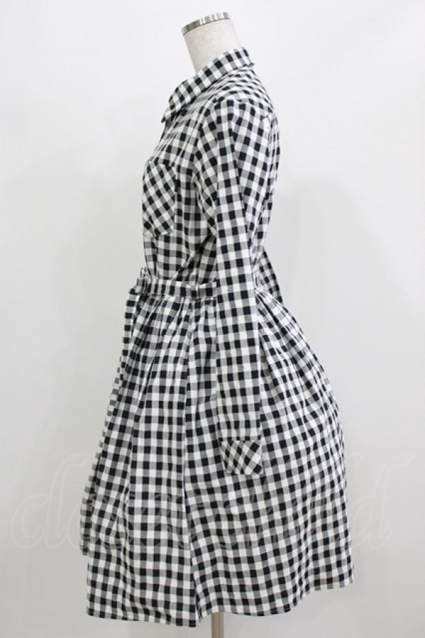 画像2: MILK / ギンガムロングワンピース  ブラック H-26-03-04-1033-ML-OP-KB-ZH (2)