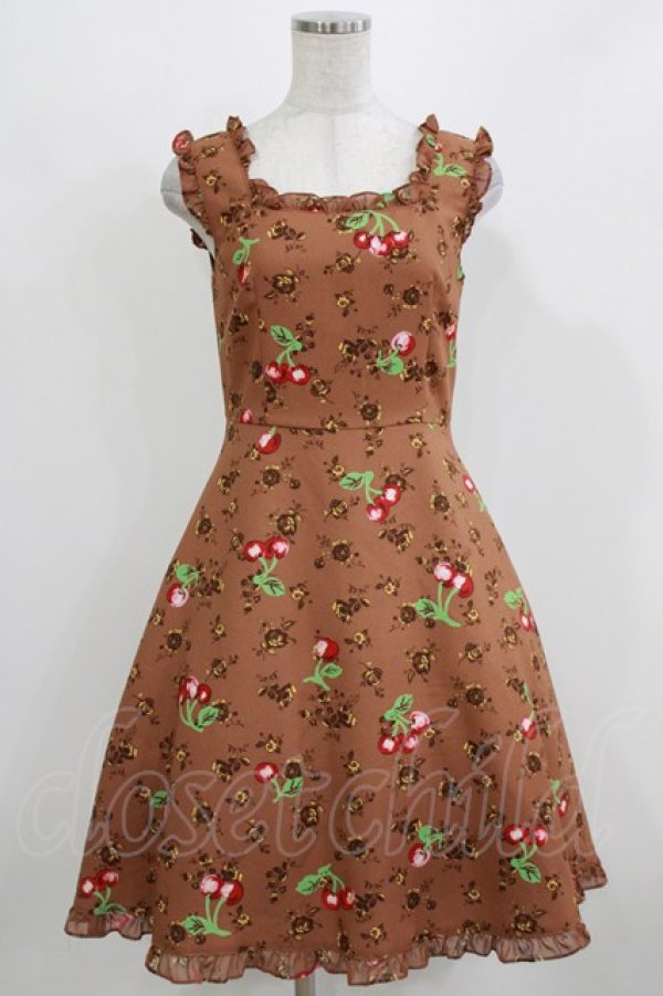 画像1: MILK / チェリーローズワンピース  キャラメル H-26-03-04-1038-ML-OP-KB-ZH (1)