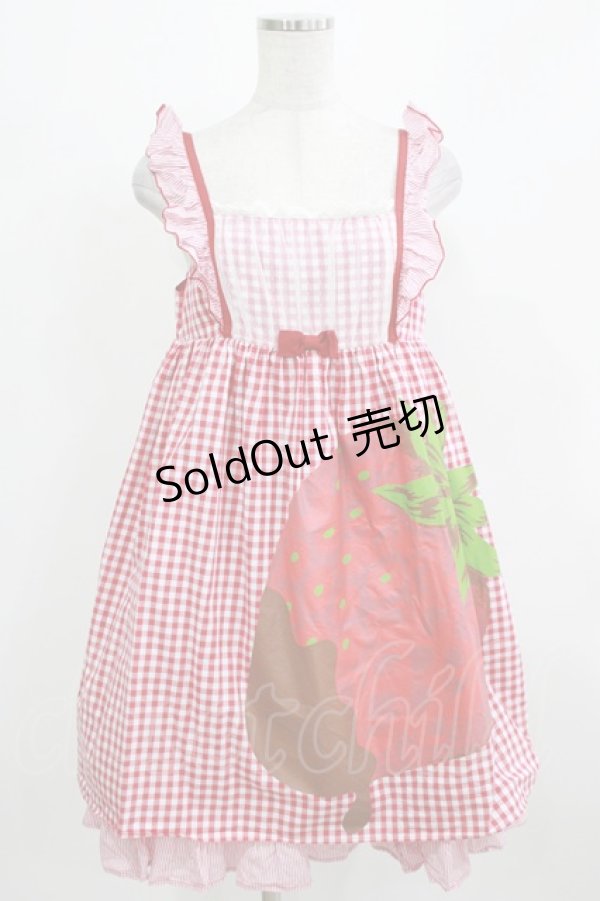 画像1: Emily Temple cute / メルティショコラストロベリーフリルキャミワンピース  赤 H-26-03-04-1054-ET-OP-KB-ZH (1)