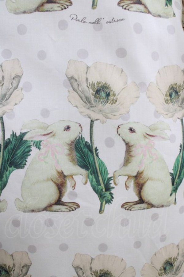 画像4: Perla nell' ostrica / うさぎポピードットフリルヨークワンピース  アイボリー×グレー H-26-03-04-1056-EL-OP-KB-ZH (4)