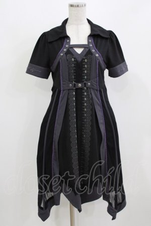 画像: Ozz oneste / 薔薇刺繍レイヤードワンピース  黒×紫 H-26-03-04-1058-OO-OP-KB-ZH