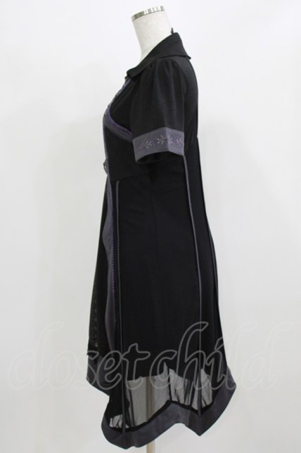 画像2: Ozz oneste / 薔薇刺繍レイヤードワンピース  黒×紫 H-26-03-04-1058-OO-OP-KB-ZH (2)