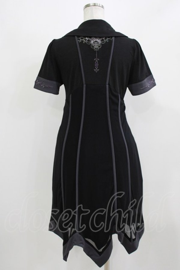 画像3: Ozz oneste / 薔薇刺繍レイヤードワンピース  黒×紫 H-26-03-04-1058-OO-OP-KB-ZH (3)