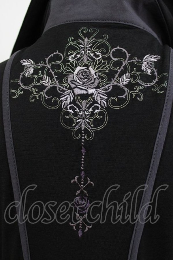 画像4: Ozz oneste / 薔薇刺繍レイヤードワンピース  黒×紫 H-26-03-04-1058-OO-OP-KB-ZH (4)