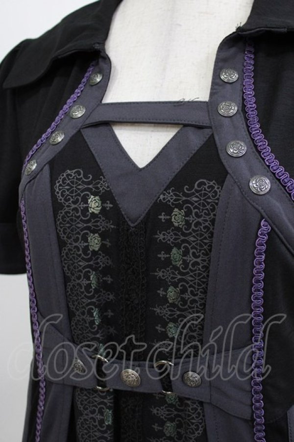 画像5: Ozz oneste / 薔薇刺繍レイヤードワンピース  黒×紫 H-26-03-04-1058-OO-OP-KB-ZH (5)