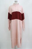 画像1: Candy Stripper / BRAVE DINOSAUR SWEATワンピース 2(M) PINK×BORDEAUX H-26-03-04-1062-PU-OP-KB-ZH (1)
