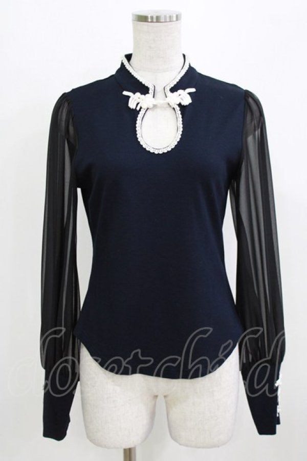 画像1: abilletage / チャイナカットソー  ネイビー H-26-03-04-1076-GO-TO-KB-ZH (1)