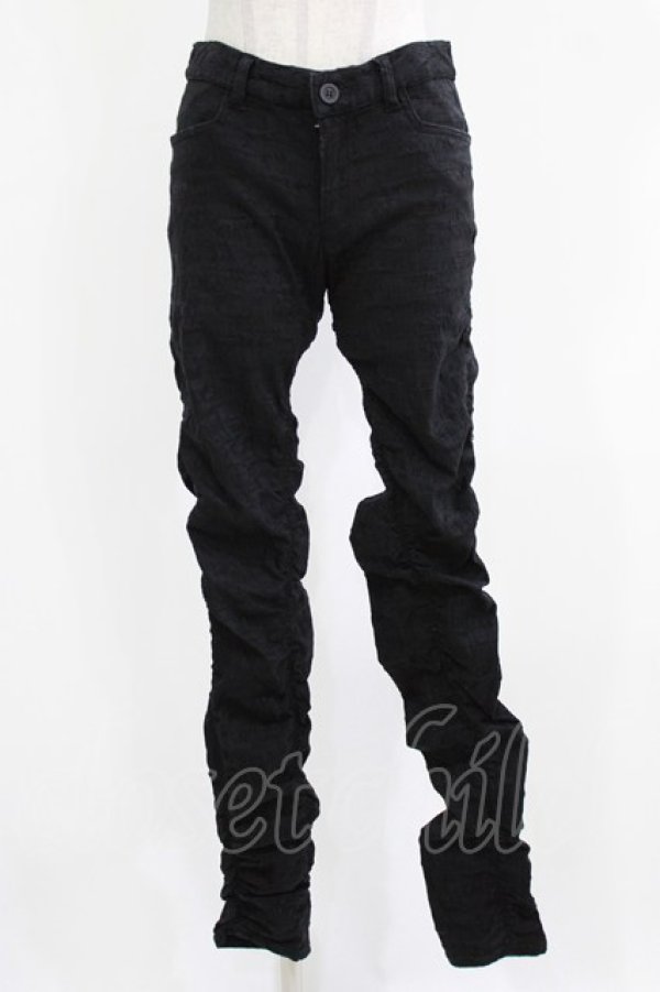 画像1: MiDiom / ジャガドシャーリングパンツ  ブラック H-26-03-04-1002-PU-PA-KB-ZH (1)