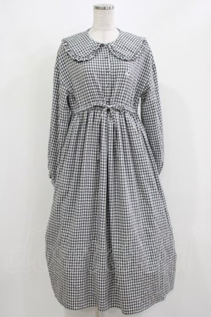 画像: merry jenny / bear刺繍チェックワンピース  グレー H-26-03-04-1017-LO-OP-KB-ZH