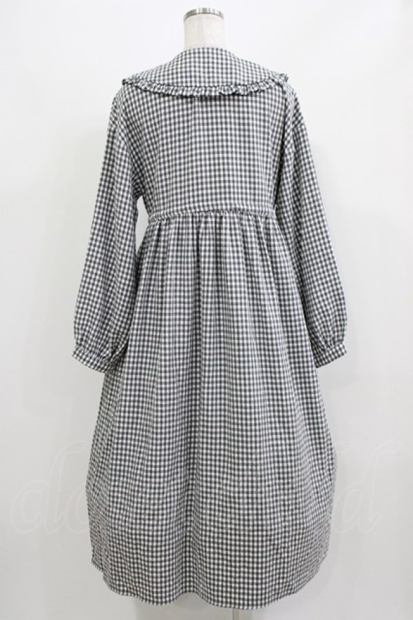 画像3: merry jenny / bear刺繍チェックワンピース  グレー H-26-03-04-1017-LO-OP-KB-ZH (3)