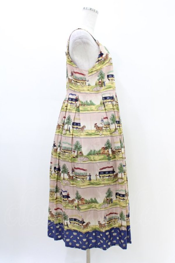 画像3: Jane Marple / Board gameストラップドレス  ピンク×ライトネイビー H-26-03-05-028-JM-OP-KB-ZH (3)