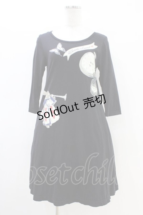 画像1: Emily Temple cute / ワンダーランドカットソーワンピース  クロ H-26-03-05-038-ET-OP-KB-ZH (1)