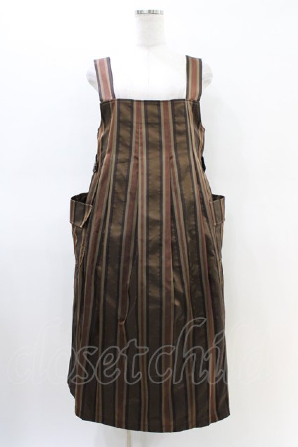 画像1: Jane Marple Dans Le Salon / Old England stripe painter's dress M ブラウン H-26-03-05-040-JM-OP-KB-ZH (1)