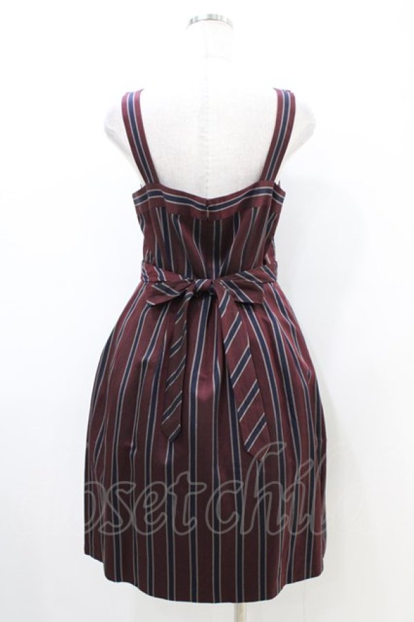 画像2: Jane Marple / レジメンタルストライプジャンパースカート  ボルドー H-26-03-05-042-JM-OP-KB-ZH (2)