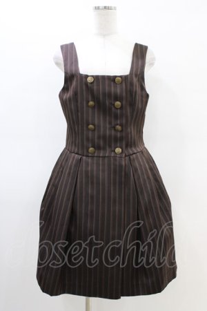 画像: Jane Marple / ダブルボタンレジメンタルジャンパースカート  茶 H-26-03-05-043-JM-OP-KB-ZH