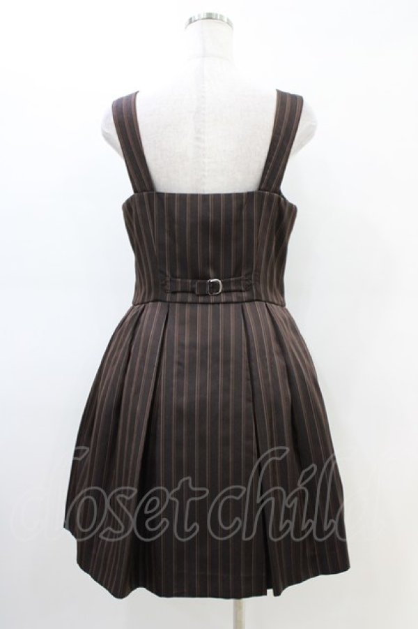 画像2: Jane Marple / ダブルボタンレジメンタルジャンパースカート  茶 H-26-03-05-043-JM-OP-KB-ZH (2)