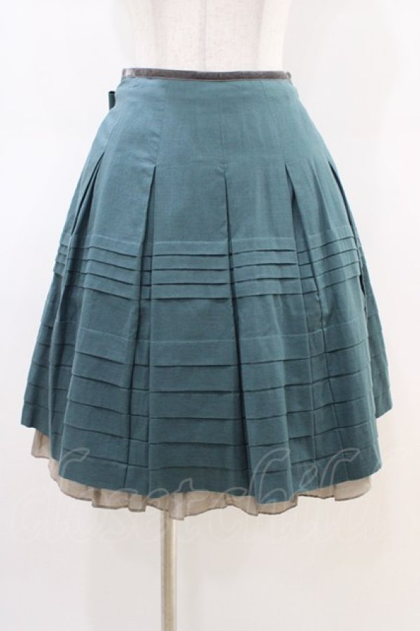 画像1: Jane Marple / 配色タックスカート M グリーン×グレー H-26-03-05-045-JM-SK-KB-ZH (1)