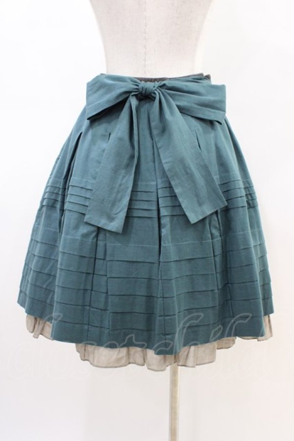 画像2: Jane Marple / 配色タックスカート M グリーン×グレー H-26-03-05-045-JM-SK-KB-ZH (2)