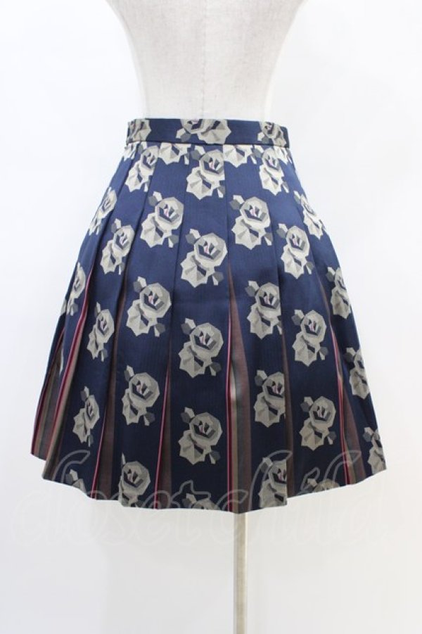 画像2: Jane Marple Dans Le Salon / ローズジャガードタックスカート  ネイビー H-26-03-05-046-JM-SK-KB-ZH (2)