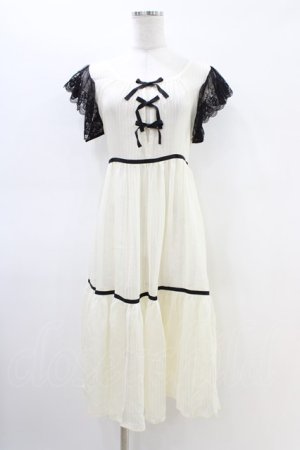 画像: EXCENTRIQUE / 黒レース袖のタブリエ  エクリュ H-26-03-05-050-EL-OP-KB-ZH