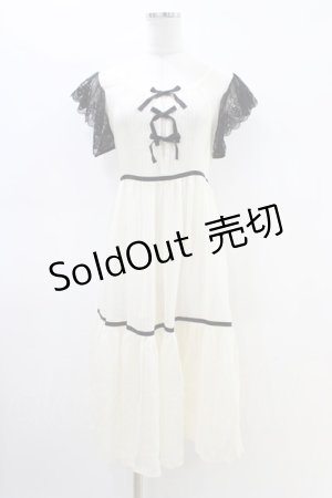 画像: EXCENTRIQUE / 黒レース袖のタブリエ  エクリュ H-26-03-05-050-EL-OP-KB-ZH