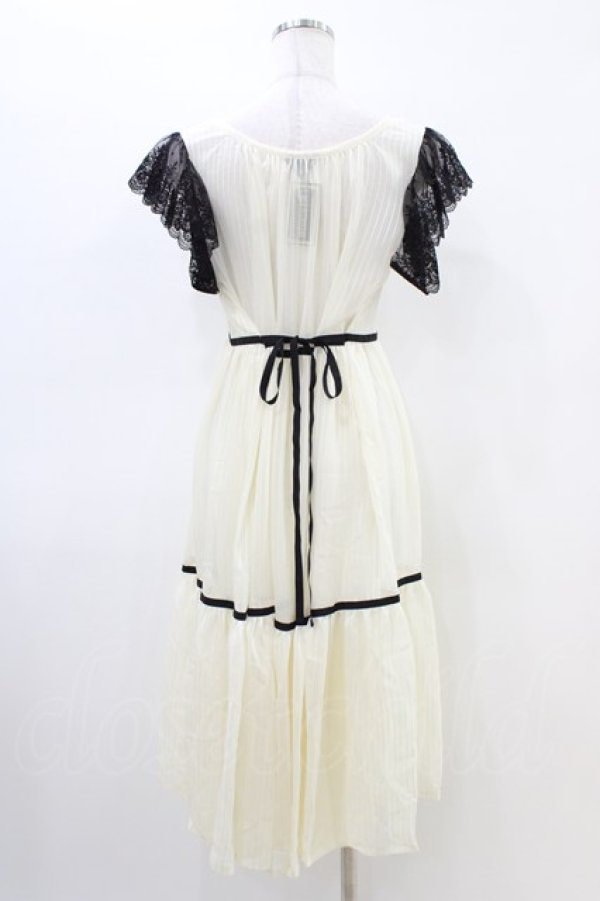 画像2: EXCENTRIQUE / 黒レース袖のタブリエ  エクリュ H-26-03-05-050-EL-OP-KB-ZH (2)