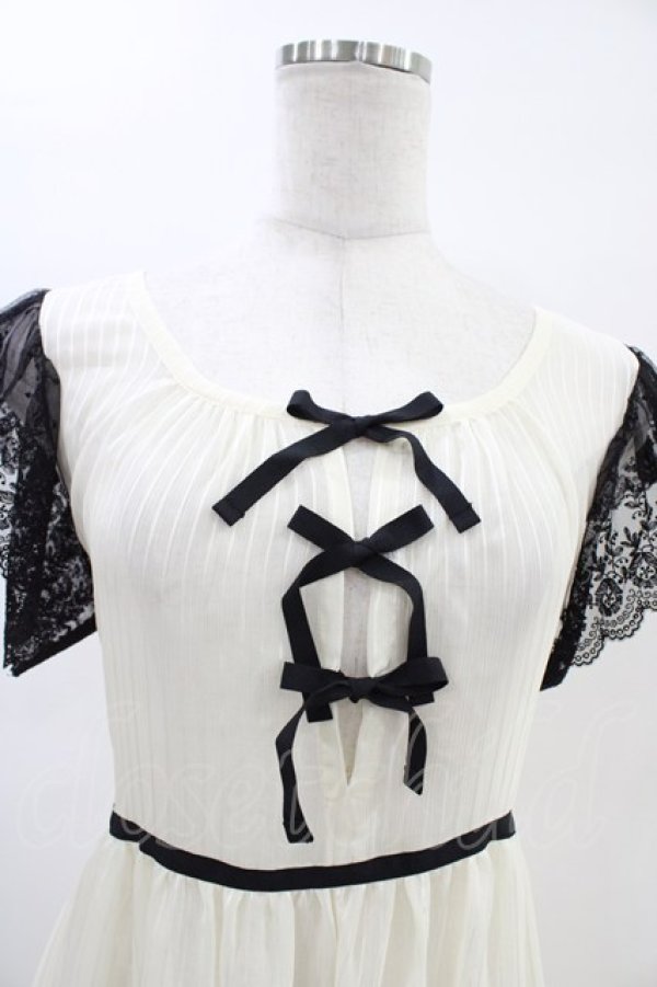 画像3: EXCENTRIQUE / 黒レース袖のタブリエ  エクリュ H-26-03-05-050-EL-OP-KB-ZH (3)