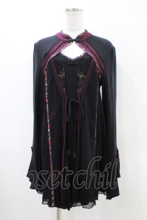 画像: Ozz oneste / 和チャイナレイヤード風チュニック  ブラック H-26-03-05-054-OO-TO-KB-ZH