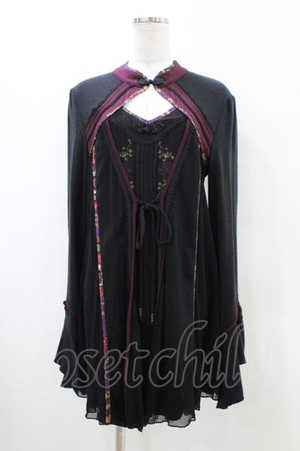 画像1: Ozz oneste / 和チャイナレイヤード風チュニック  ブラック H-26-03-05-054-OO-TO-KB-ZH (1)