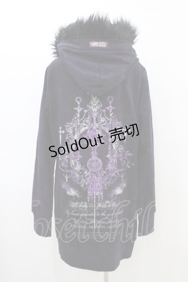 画像2: SEX POT ReVeNGe / ファーフードロングパーカー  パープル H-26-03-05-055-SP-TO-KB-ZH (2)