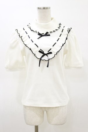 画像: MA*RS / Vフリルトップス Free オフ/ブラック H-26-03-05-1041-EL-TO-NS-ZH