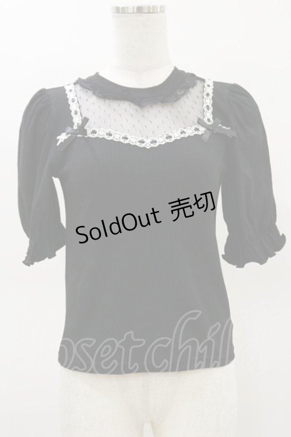 画像1: Ank Rouge / チュール切り替えテレコ M ブラック H-26-03-05-1043-CA-TO-NS-ZH (1)