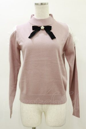 画像: Ank Rouge / ビジューリボンニット M ピンク H-26-03-05-1045-CA-TO-NS-ZH