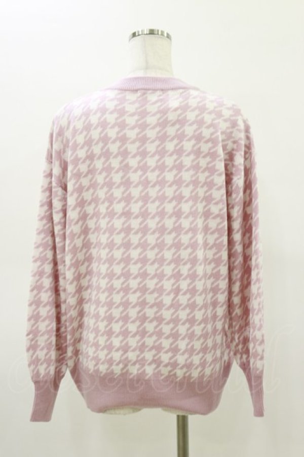 画像2: majoretty / 千鳥格子ニットカーディガン L ピンク H-26-03-05-1046-GO-TO-NS-ZH (2)