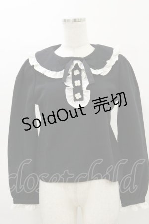 画像: Ank Rouge / フロントビジュー配色フリル M ブラック/オフ H-26-03-05-1047-CA-TO-NS-ZH