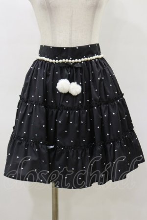 画像: Ank Rouge / ぽんぽんリボンハートdotスカート M ブラック H-26-03-05-1056-CA-SK-NS-ZH