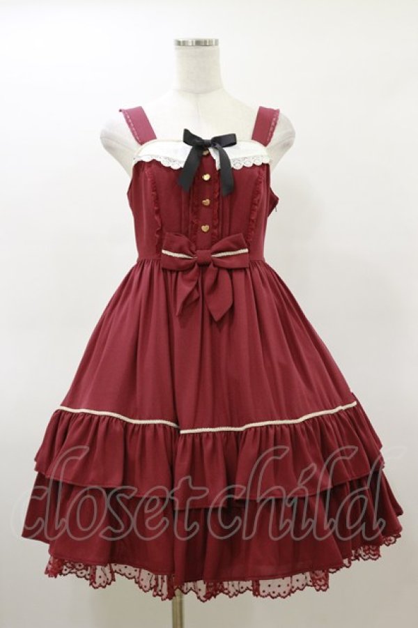画像1: Angelic Pretty / Raffineジャンパースカート Free ワイン H-26-03-05-1069-AP-OP-NS-ZH (1)