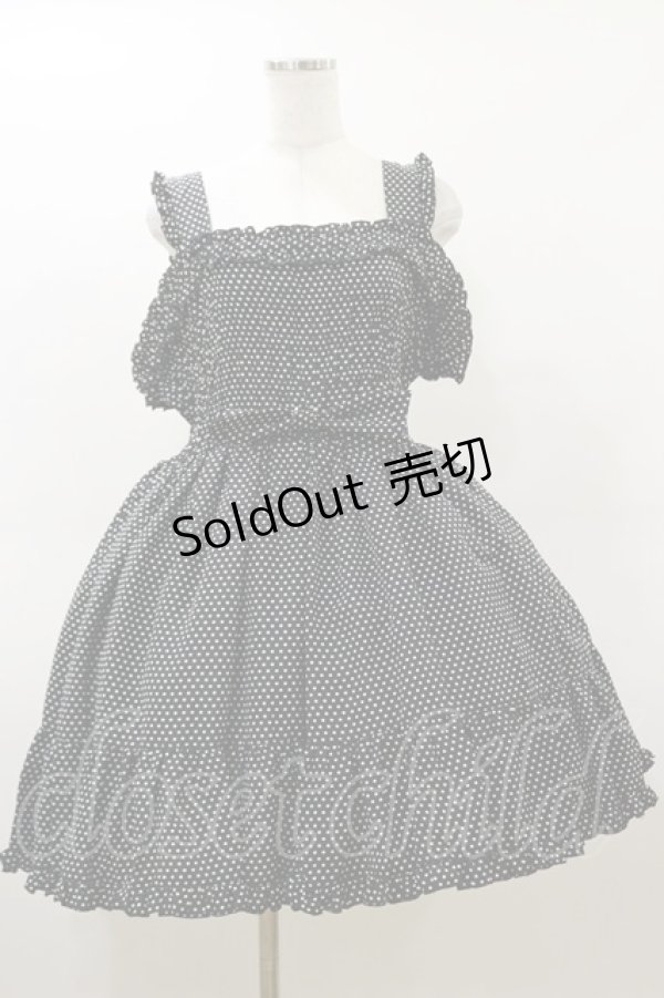 画像1: metamorphose / 水玉シャーリングジャンパースカート(難有) Free ブラック H-26-03-05-1075-ME-OP-NS-ZH (1)