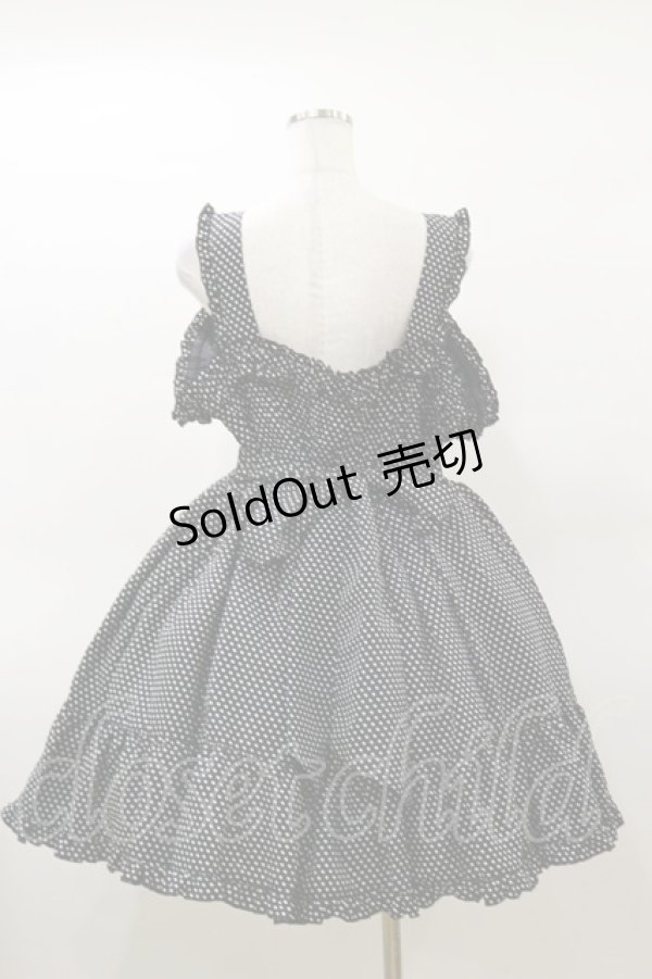 画像2: metamorphose / 水玉シャーリングジャンパースカート(難有) Free ブラック H-26-03-05-1075-ME-OP-NS-ZH (2)