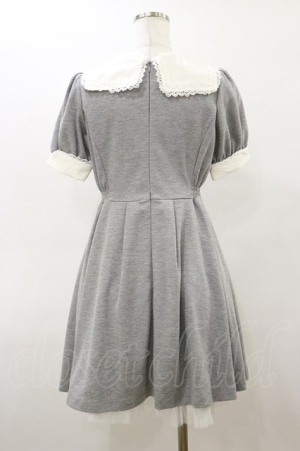 画像2: Secret Honey / ストライプリボンワンピース Free グレー H-26-03-05-1077-CA-OP-NS-ZH (2)