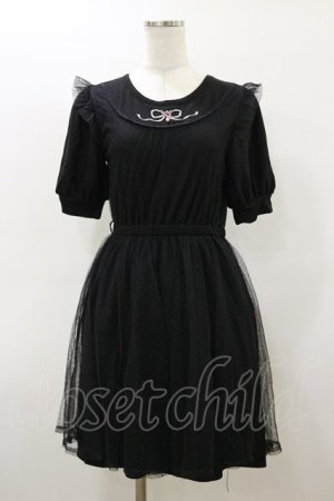 画像: axes femme POETIQUE / リボン刺繍カットワンピース M ブラック H-26-03-05-1078-AX-OP-NS-ZH