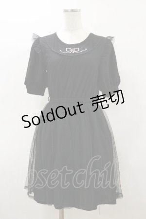 画像: axes femme POETIQUE / リボン刺繍カットワンピース M ブラック H-26-03-05-1078-AX-OP-NS-ZH